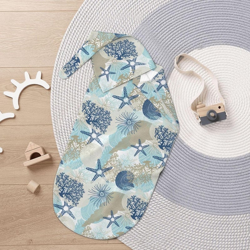 Figtihw Starfish Swaddle Blankets Newborn Receiving Blanket Baby Swaddle Wrap Soft Sleeping Sack for Baby Girls Boys - Image 5